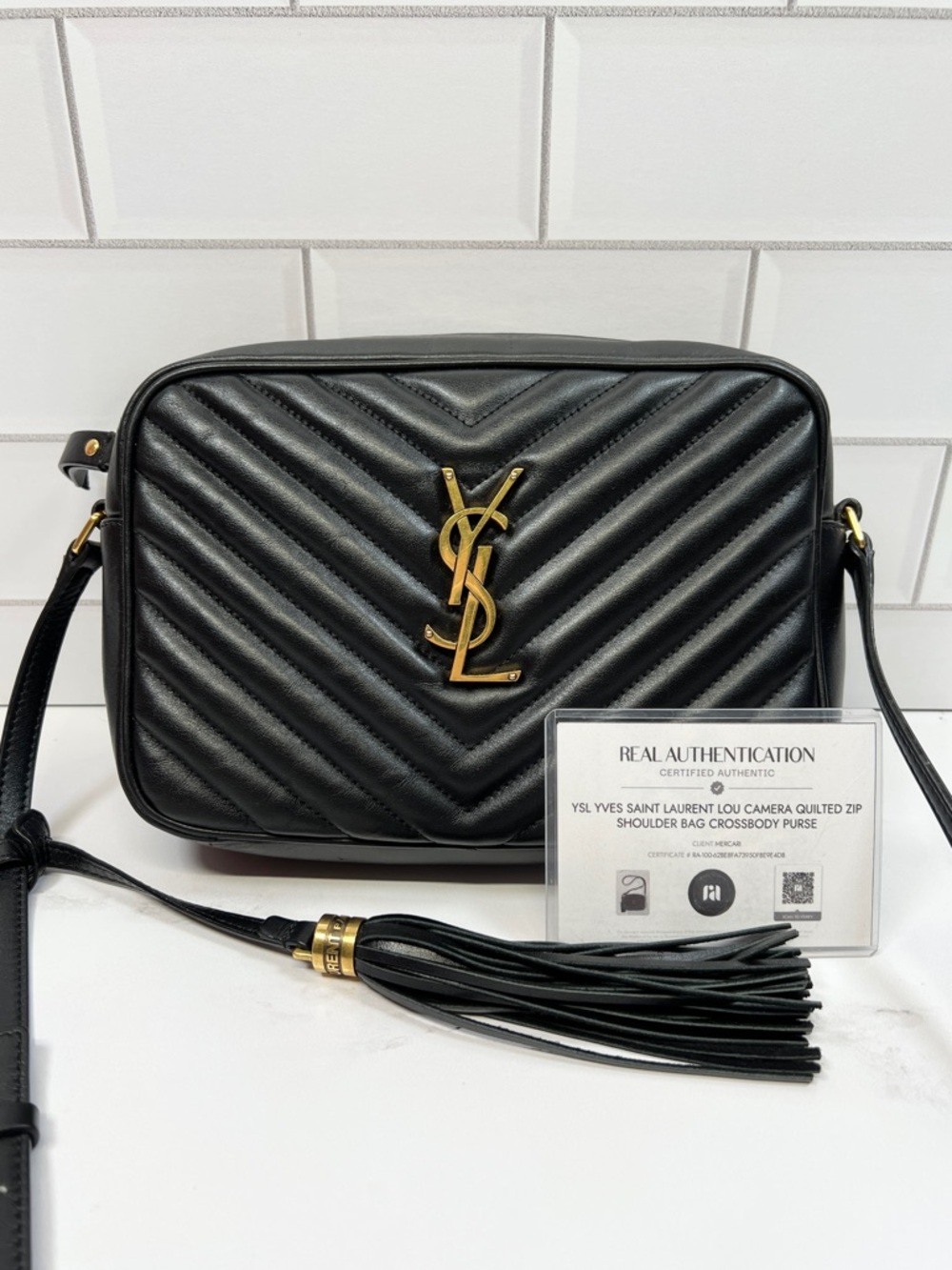 YSL Yves Saint Laurent Lou Camera Quilted Zip Shoulder Bag Crossbody Purse